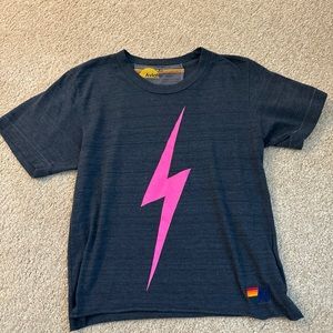 Aviator Nation baby tee with pink lightning bolt